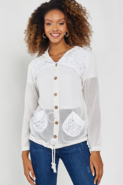 Hopoi Women's Lace Garnished Hooded Jacket