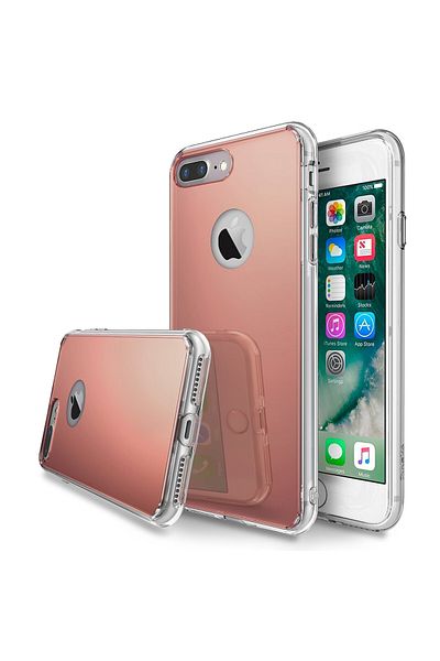 Rose Mirror effect protective case for iPhone 7 Plus, Rose-Gold with free glass film