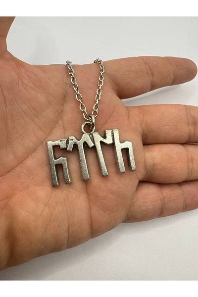 Herşey Nota Silver Color Unisex Necklace with "Turkish" Written in Turkish – Meaningful Jewelry with Orhun Alphabet Figures