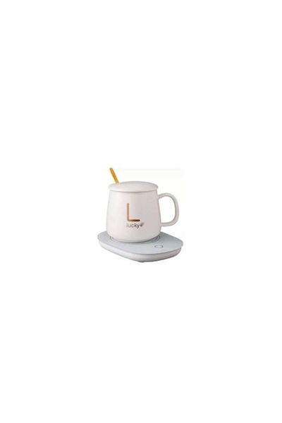OEM Set Ceramic Mug with Heater, Spoon, Constant Temperature 55 Degrees, 220V, 400 ml, White
