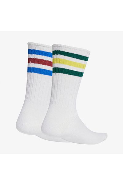 adidas Ribbed Crew Unisex White 2-Piece Long Socks