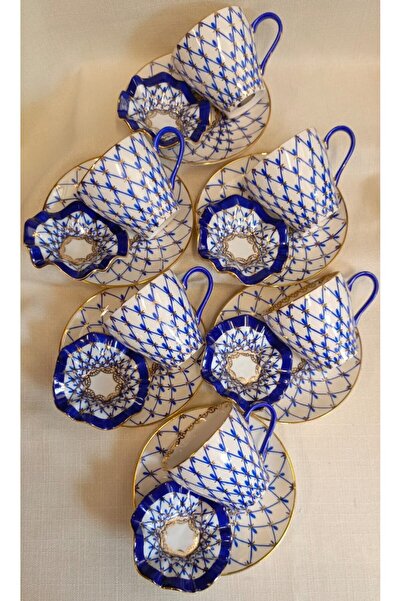 BY.RAYKA PORSELEN El Dekor YILDIZ PORSELEN EL BOYAMA ÇAY/KAHVE FİNCAN TAKIMI ...