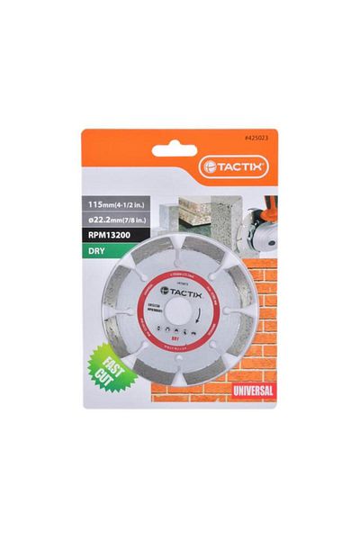 Generic Tactix 13200RPM Universal Heavy Duty Diamond Blade for Fast Cutting Silver 115mm