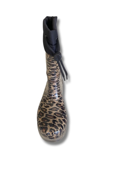 belixspor Жіночі дощові чоботи з хутром та каблуком 36-40 з леопардовим принтом