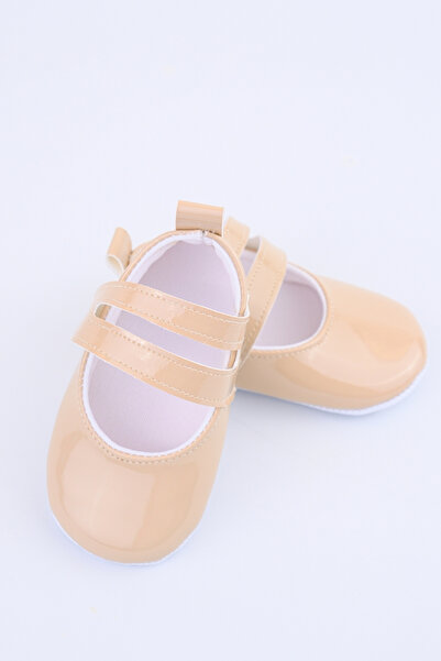 Nami Baby Patent Leather Beige Baby Girl Shoes Velcro Stylish Baby Girl Shoes Orthopedic Baby Booties