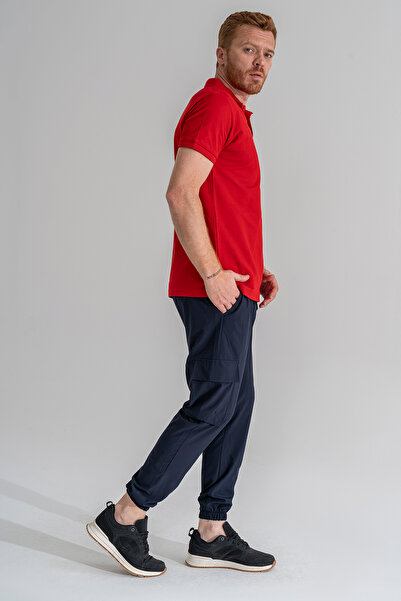 Souris Ανδρικό παντελόνι με ελαστική τσέπη με μπλέ Navy Blue Lycra Stretchy Thin Fabric