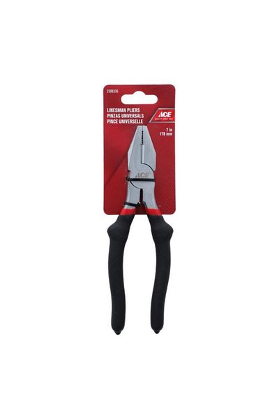 Generic ACE Ergonomic Vinyl Grip Handle Durable Linesman Plier Black and Silver 7inch 81-372