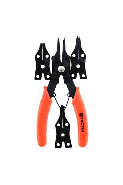 Generic Tactix 4-Piece Carbon Steel Circlip Pliers Set with Spring-Loaded Handles Orange and Black 6inch