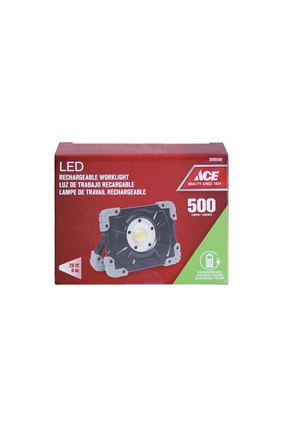 Generic ACE 500-Lumens LED Rechargeable Flood Light Black and Grey 3999598