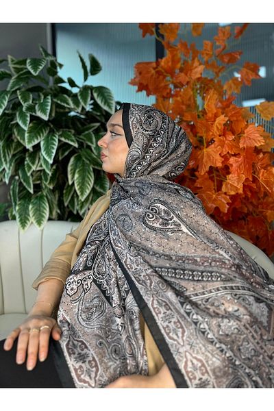 Oxygen Scarfs Nakkaş Pattern Cotton Silk Shawl-10003