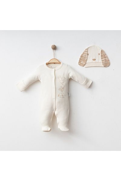 Gümüş Baby Kids Baby Hat Jumpsuit with Self-Gloves % Cotton Fabric