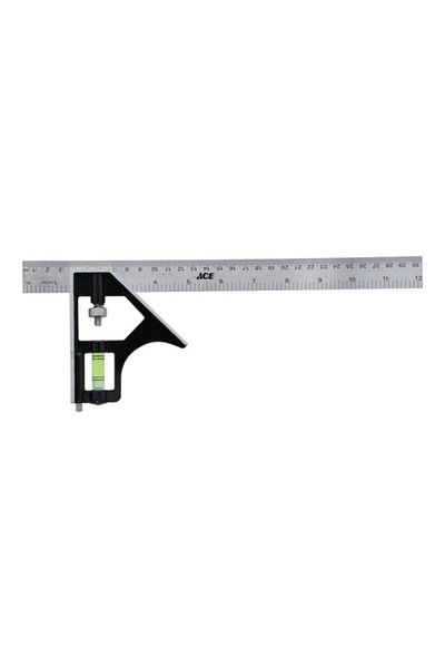 Generic ACE Adjustable Combination Square Silver and Black 12inch