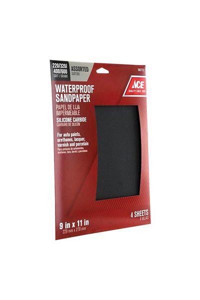 Generic ACE 4-Piece Assorted Grit Silicon Carbide Sandpaper Black 9 x 11inch