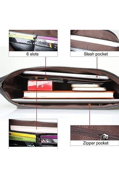 Generic iCozzier Clutch for Men Organizer Wrist Bag Wallet Wrist Hand Purse Organized Handbag, Black