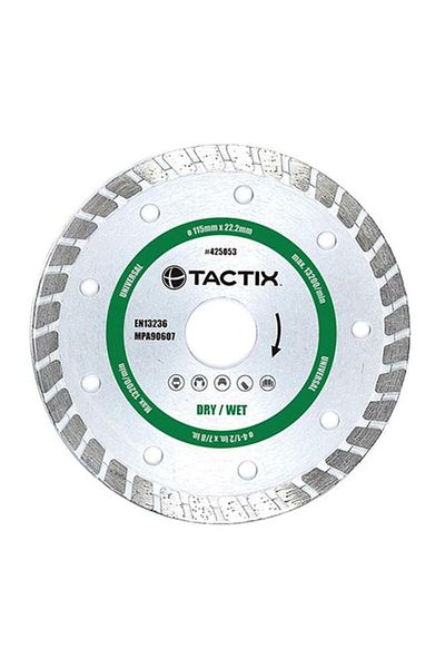 Generic Tactix 13200RPM Break-Resistant Turbo Diamond Blade for Wet and Dry SurfWhite 115mm