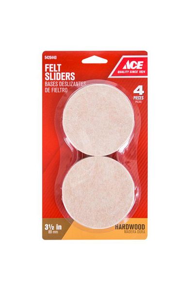 Generic ACE 4-Piece Round Felt Slider Pads Brown 3.5inch
