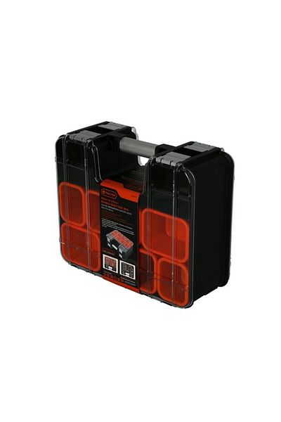 Generic Tactix Double Sided Tool Box with Removable Dividers and Tubs Black and Orange 39cm 320048