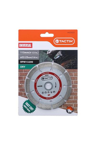 Generic Tactix 13200RPM Universal Heavy Duty Diamond Blade for Fast Cutting Silver 115mm