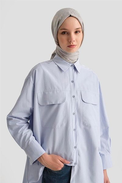 Armine Two Pocket Oversize Shirt 25Yh3443 Indigo