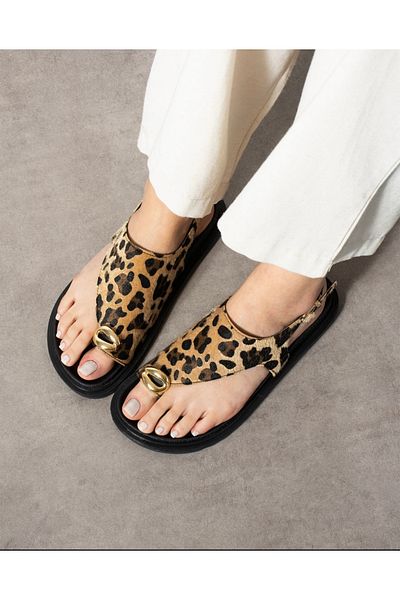 papushe shoes Leva Orthopedic Leopard Sandals with Finger Rings