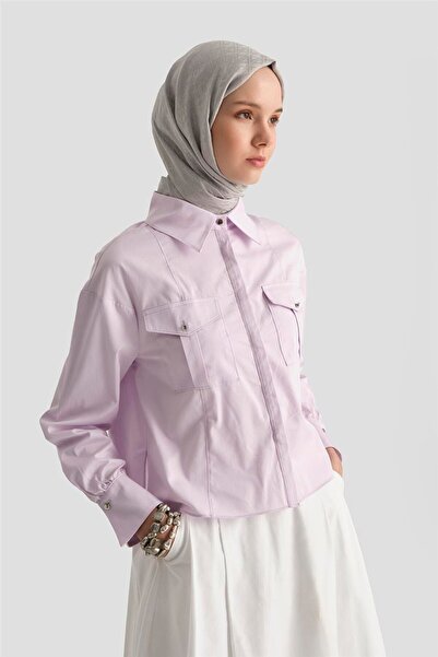 Armine Kargo Cepli Gömlek 25y3741 Lila