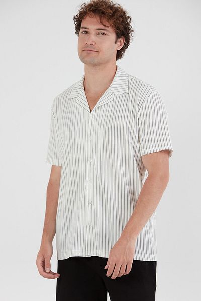 Fulla Moda Striped Jacquard Short Sleeve Shirt
