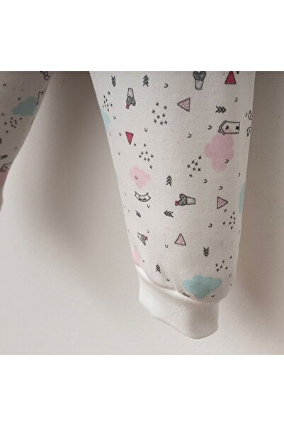 Gümüş Baby Kids Baby 2-Piece Set Cloud Patterned with Cuffs and Clips 100% Cotton Fabric