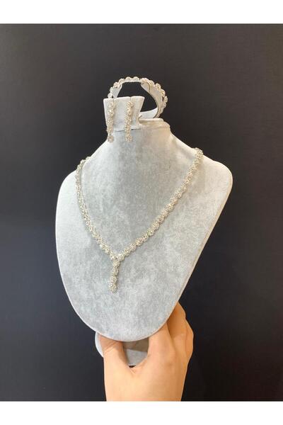 BEYOĞLU NİŞANTAŞI Elmas Görünümlü Gelin Kolyesi , Abiye Kolye