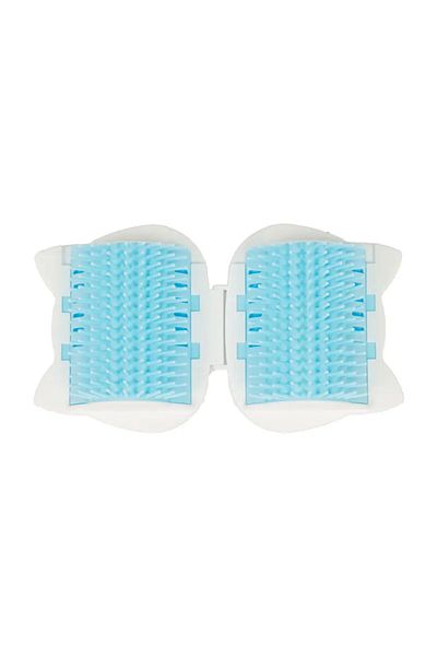 NO BRAND Set of 2 corner/wall massage brushes, self-combing for cats, made of PVC, blue, 18x10 cm