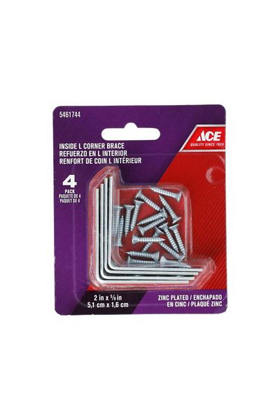 Generic ACE 4-Piece Zinc L-Corner BrSilver 5.1 x 1.6cm