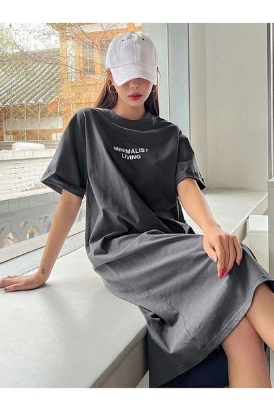 npLStore Γυναικείο μινιμαλιστικό εμπριμέ μπλουζάκι Crew Neck Ρούχα/τουνίκ