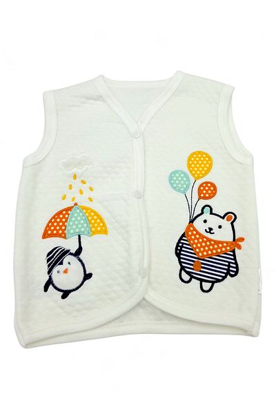 Ege Bebek New Born Baby 0-3-6-9-12 Months Penguin and Balloon Detailled Vest