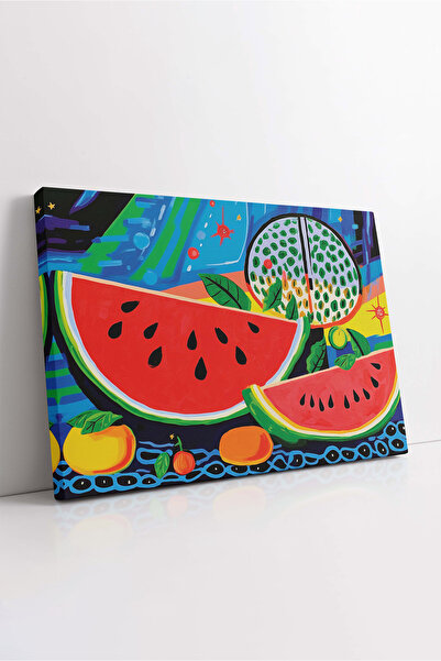 KOSS Dijital Tablou de pânză cu desen de pepene verde, pictură decorativă pot...