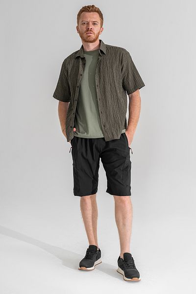 Souris Ανδρικό μαύρο σορτς 5 τσέπες Outdoor Cargo Capri αναπνεύσιμο ύφασμα Lycra
