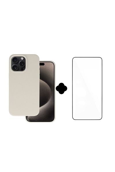 Gtech SET Husa silicon + Folie transparenta, compatibila cu iPhone 16 Pro Max jelly, flexibila, Titan