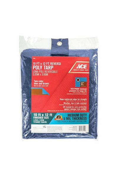 Generic ACE Medium Duty Poly Tarp Blue and Brown 12 x 10ft