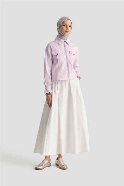 Armine Πουκάμισο Cargo Pocket 25y3741 Λιλά