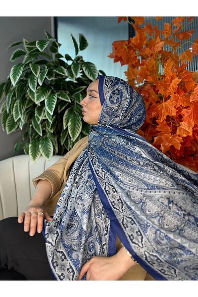 Oxygen Scarfs Nakkaş Pattern Cotton Silk Shawl-10003