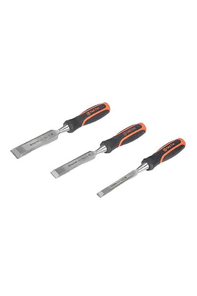 Generic Tactix 3-Piece Chrome-Vanadium Steel Wood Chisels Set with Non-Slip Handle Orange and Black