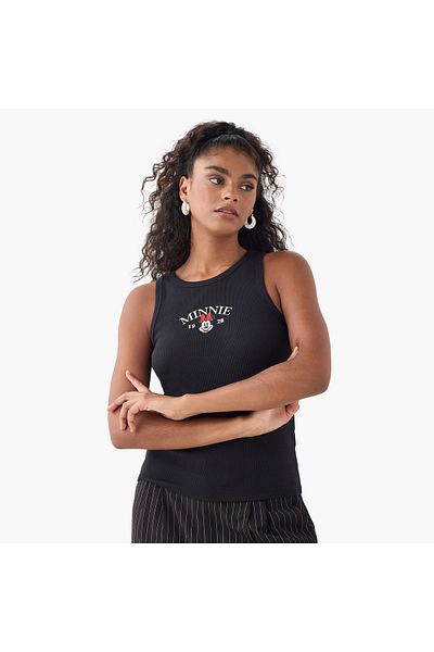SP Characters Minnie Mouse Embroidered Ribbed Tank Top