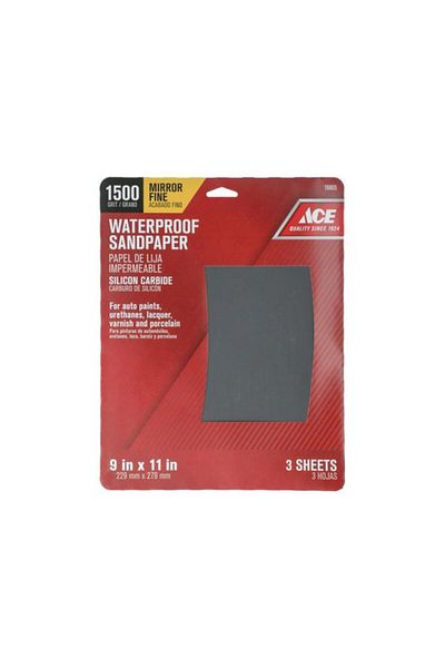 Generic ACE 3-Piece 1500 Grit Silicon Carbide Waterproof Sandpaper Grey 9 x 11inch