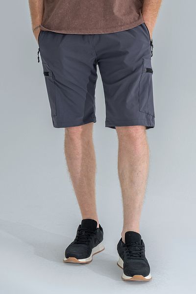 Souris Men's Gray 5 Pockets Outdoor Cargo Capri Shorts Breathable Lycra Fabric