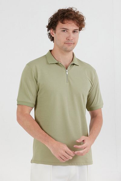 Fulla Moda Μπλουζάκι Basic Polo Neck με μισό φερμουάρ