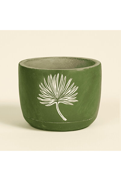 TermaCraft Beyaz Çiçek Desenli Yeşil Saksı