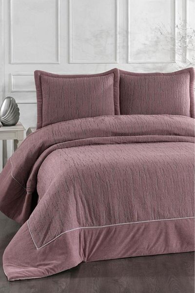 Çeyiz Diyarı Karmen Fiber Filled Double Size 250X255 cm Bedspread Dusty Rose
