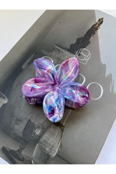 VAZIRADK مشبك شعر على شكل زهرة ملونة بمظهر أكريليك - حجم متوسط