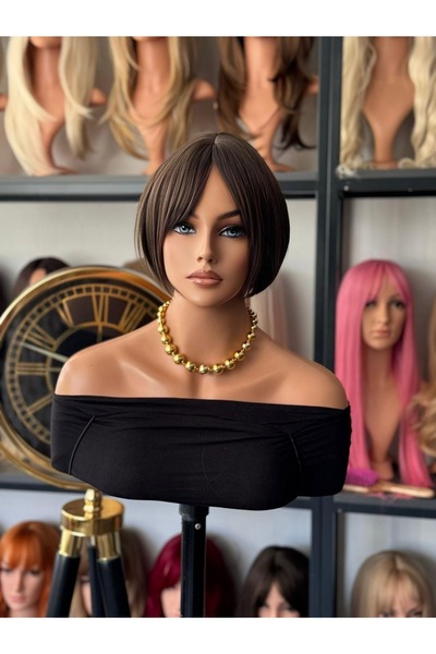 favorim peruk New sezon gerçek saç dokusunda kısa kumral peruk