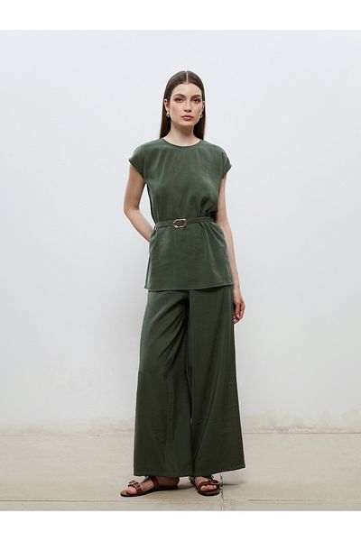 LC Waikiki Crew Neck Blouse with Belt