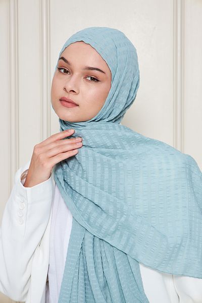 Gigiscarfs Gradient Striped Arya Chiffon Shawl - Ice Blue -