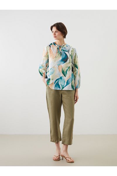 LC Waikiki Tie-Up Collar Patterned Blouse